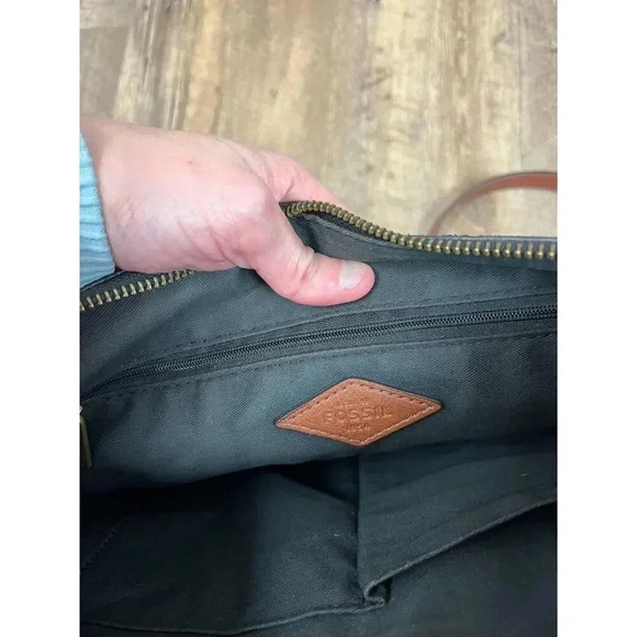 Fossil Fiona Crossbody Bag Black White Brown Adjustable Strap 11X9 Purse - Picture 8 of 12